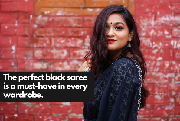 Black Saree Captions