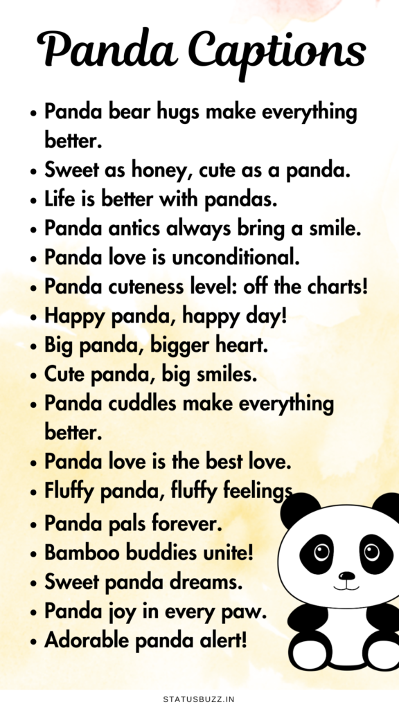 panda captions