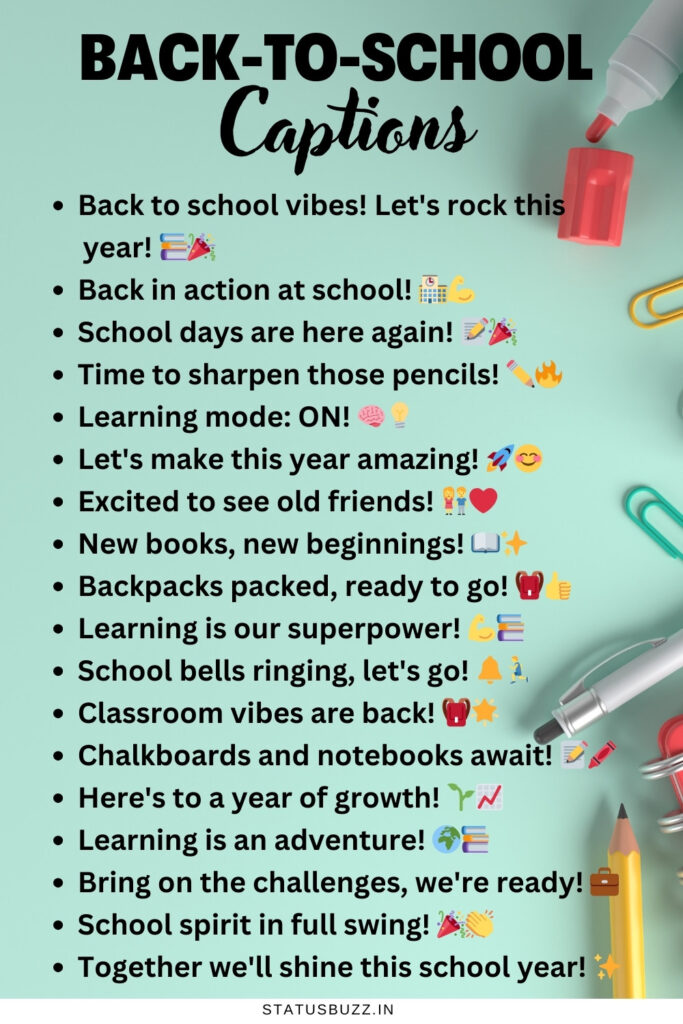 back to school captions