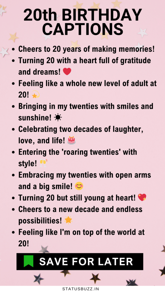 20th BIRTHDAY CAPTIONS