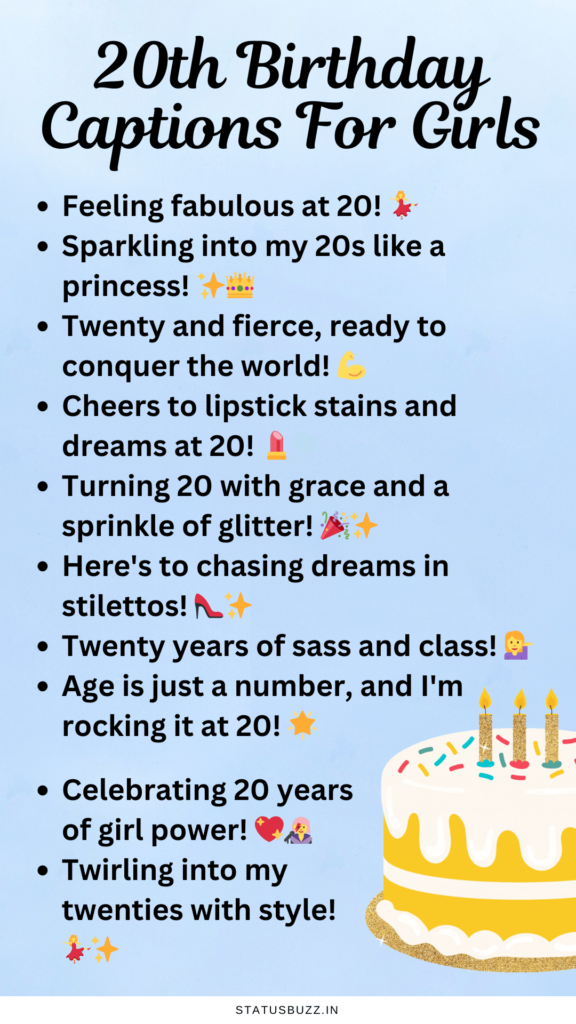 20th Birthday Captions For Girls