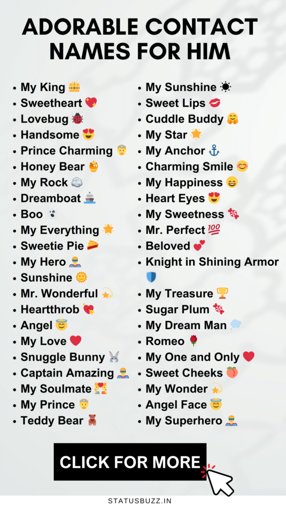 Adorable CONTACT NAMES For HIM