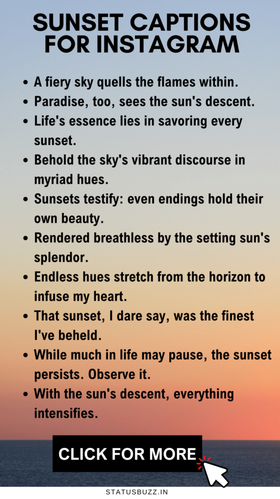 Sunset Captions For Instagram