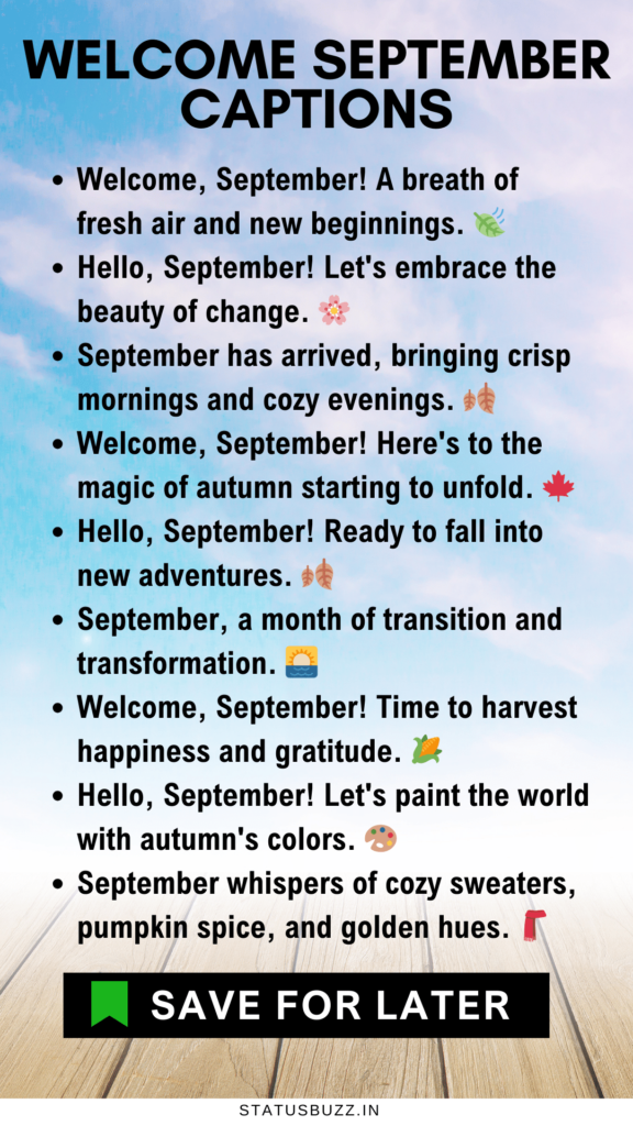 Welcome September Captions