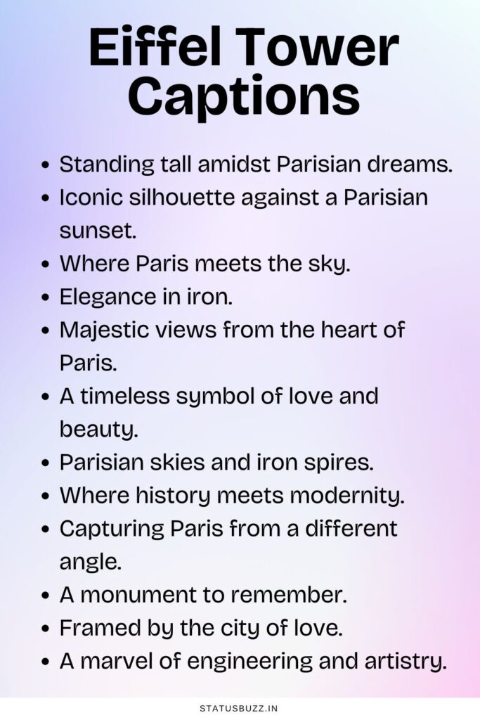 Eiffel Tower Captions