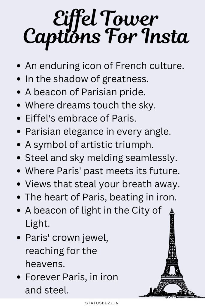 Eiffel Tower Captions for insta