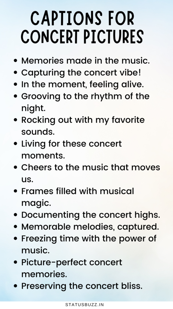 captions for concert pictures