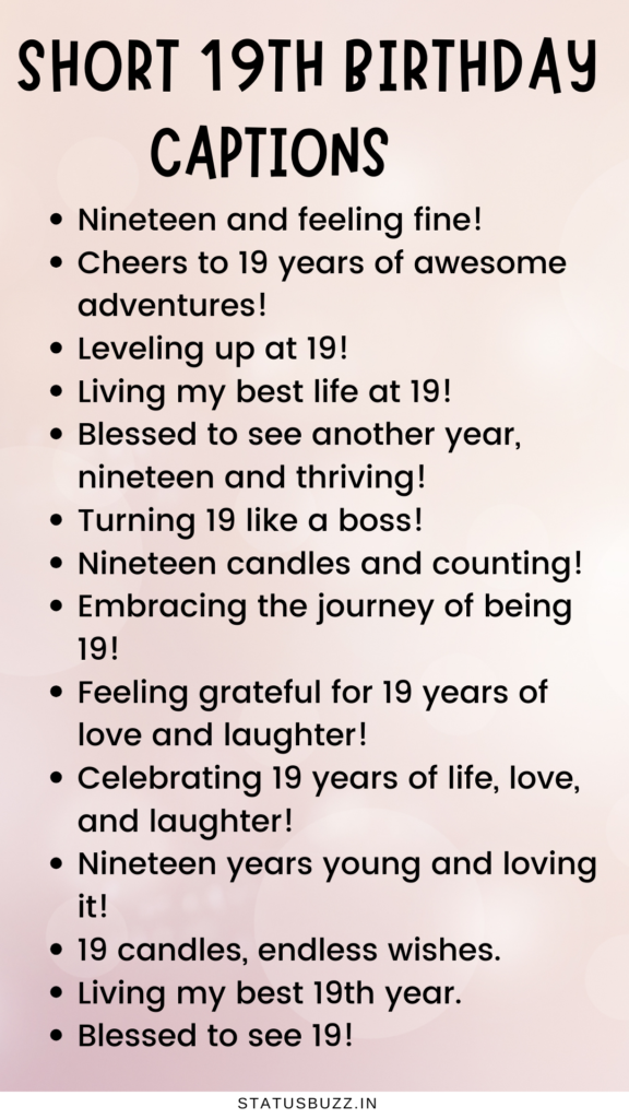 short 19th birthday captions