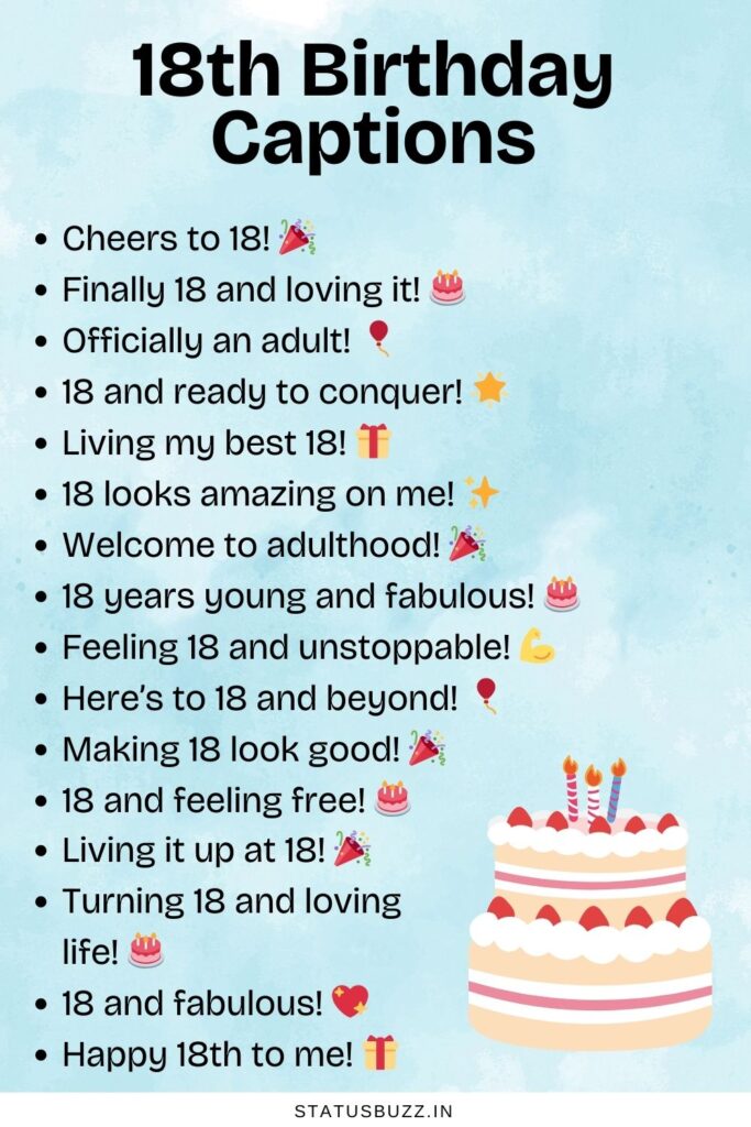18th birthday captions