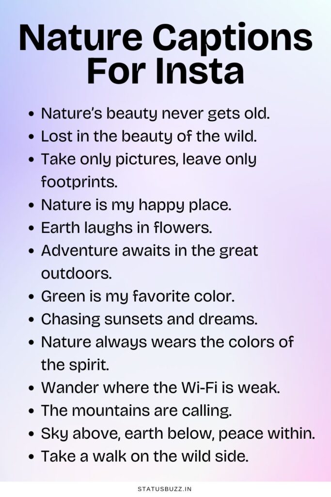 Nature Captions For Insta