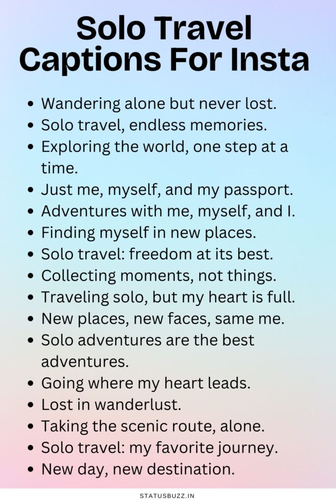 Solo Travel Captions For Insta