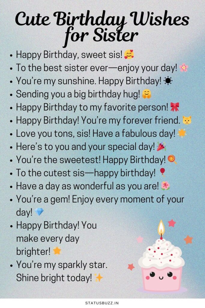 cute birthday wishes for sister