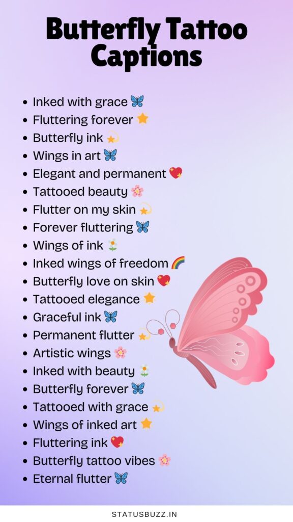 butterfly tattoo captions