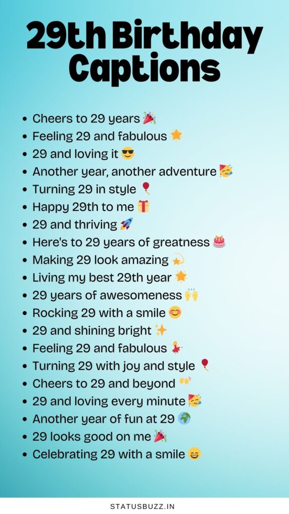 29th birthday captions
