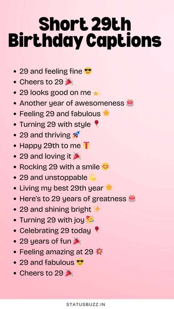 29th birthday captions
