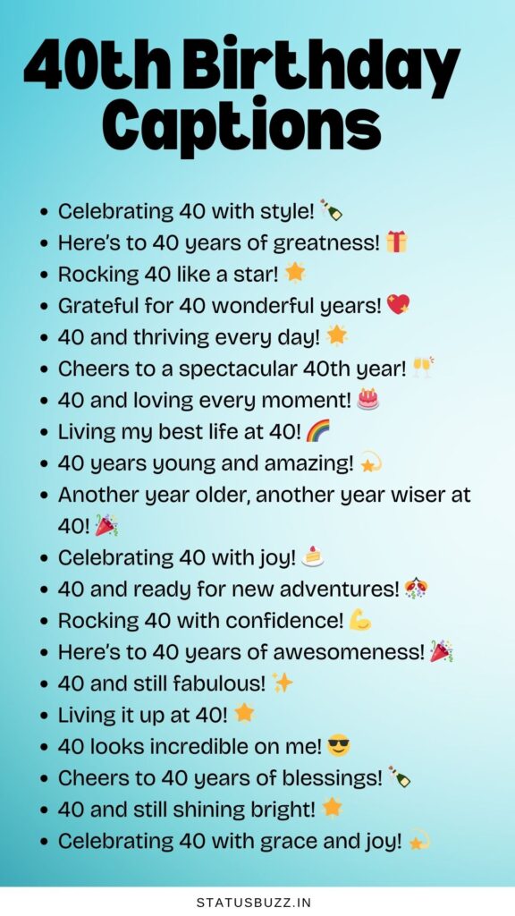 40th birthday captions