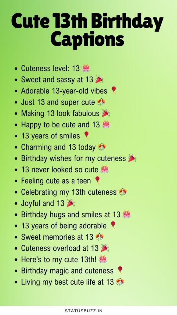 13th birthday captions