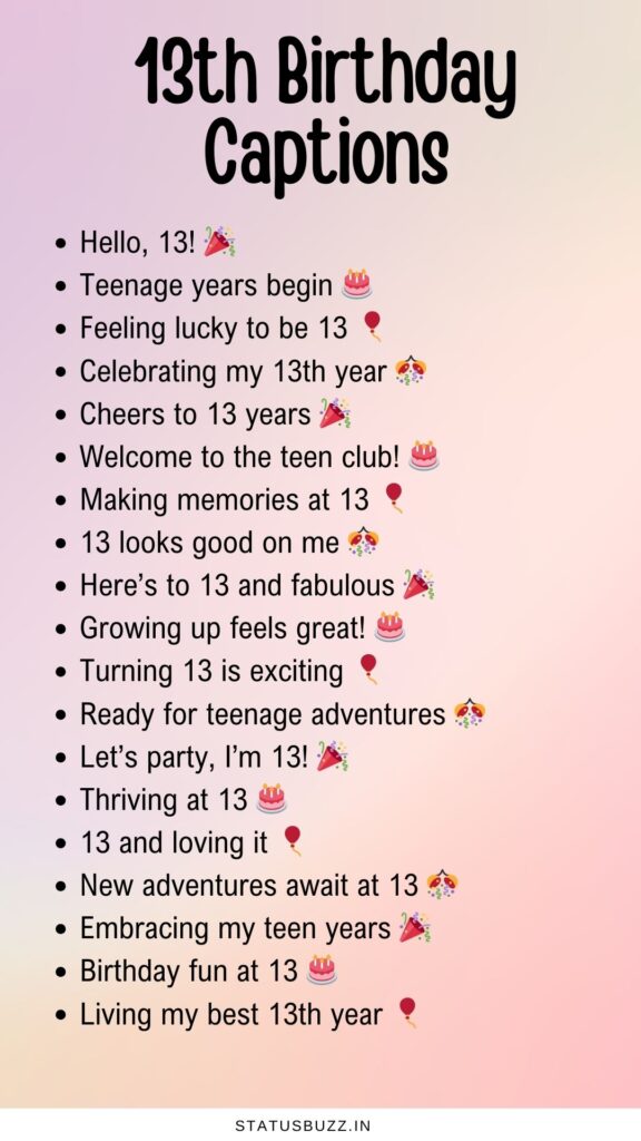 13th birthday captions