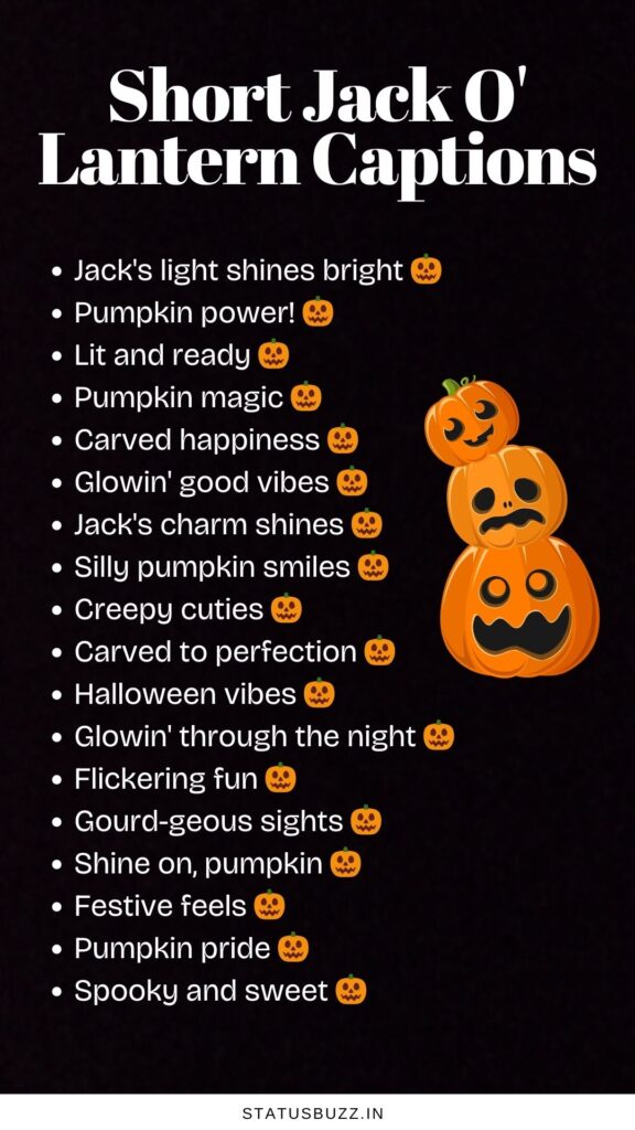 short Jack O' Lantern Captions
