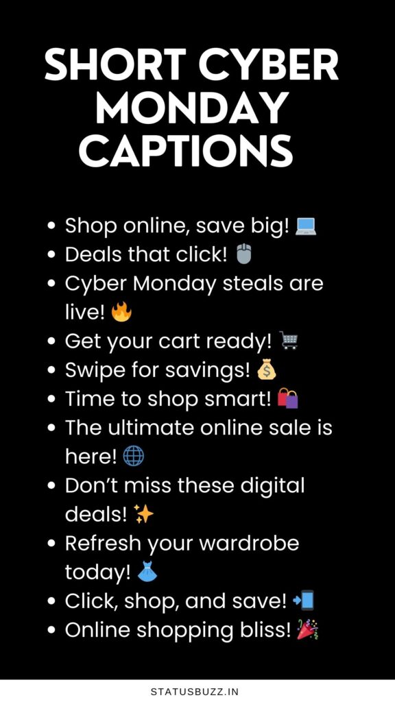 Short cyber monday captions
