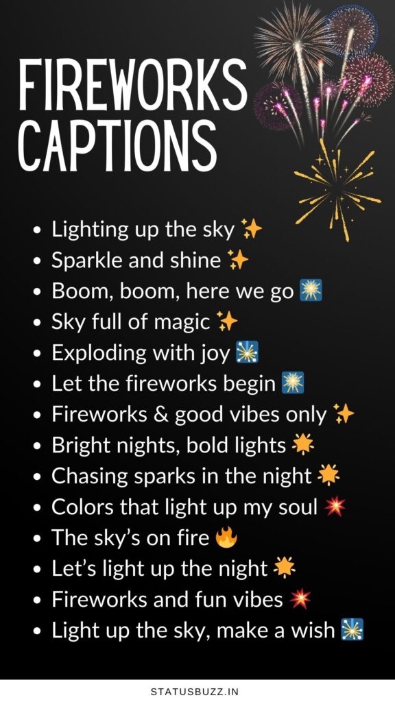 fireworks captions for instagram