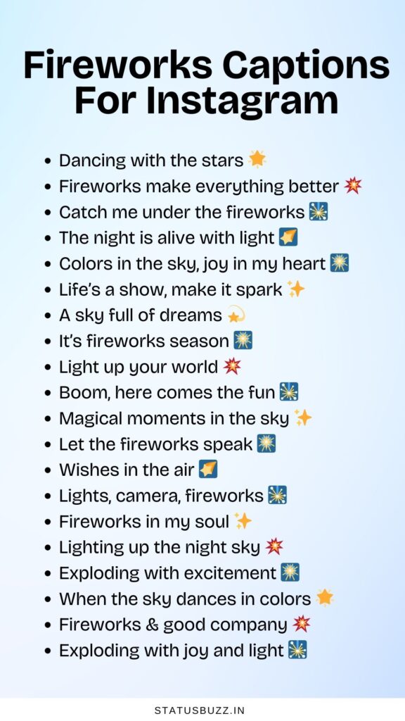 fireworks captions for instagram