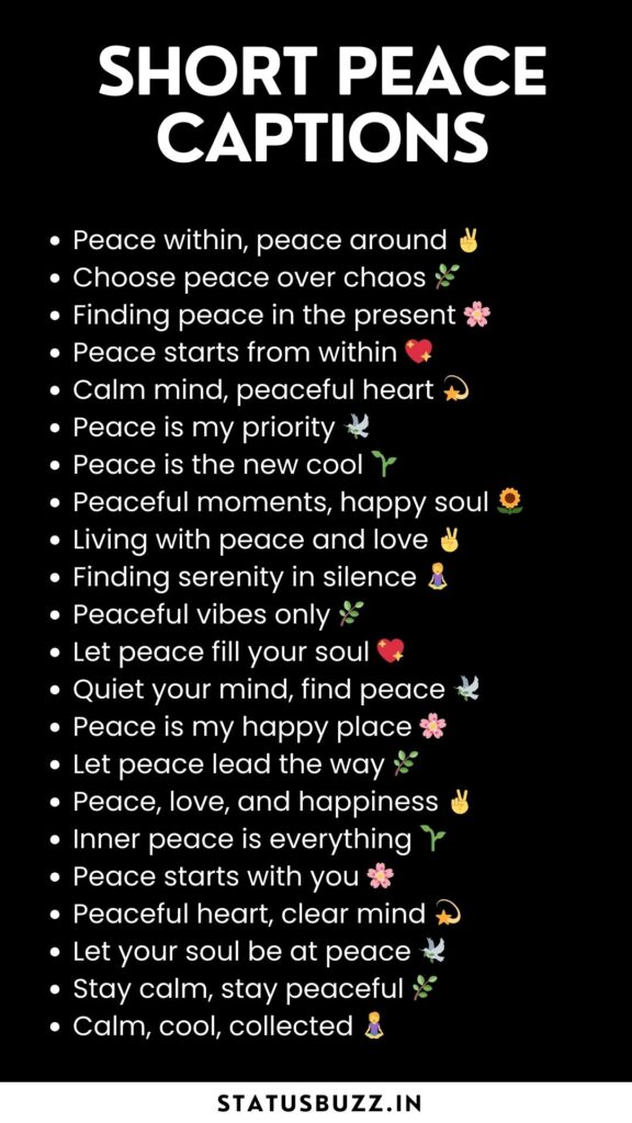 short peace captions for instagram