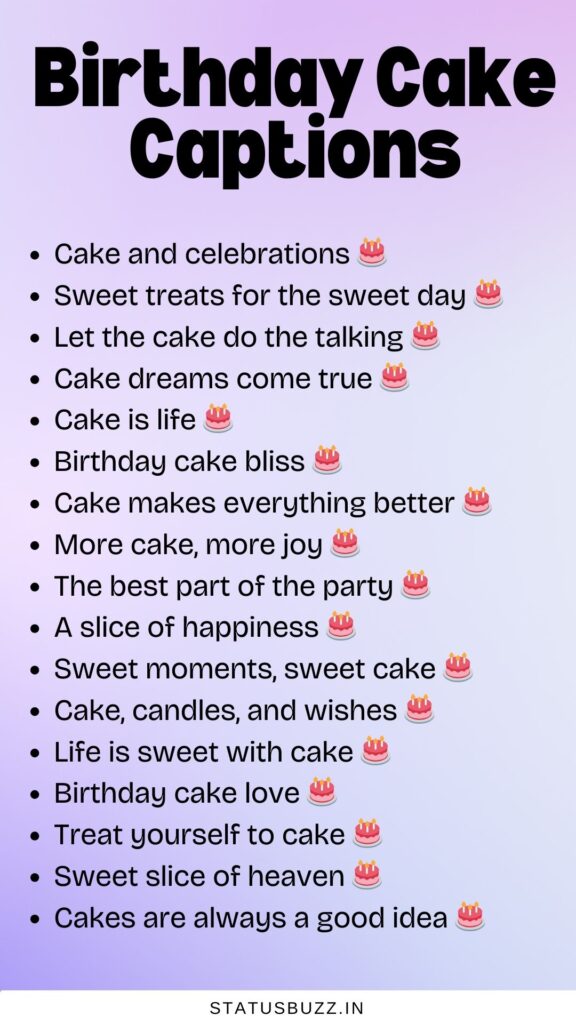 birthday cake captions