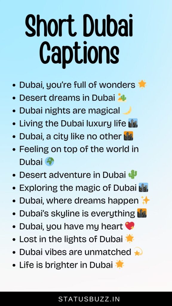 short dubai captions