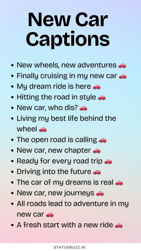 new car captions