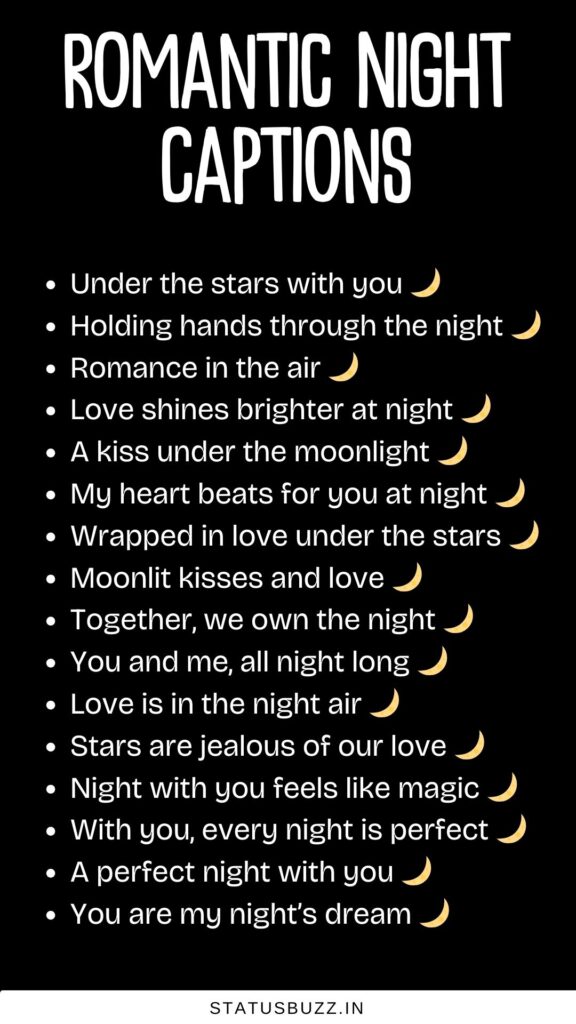 romantic night captions