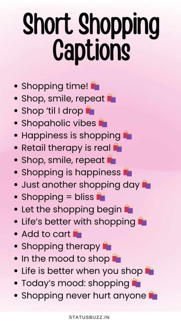 short shopping captions