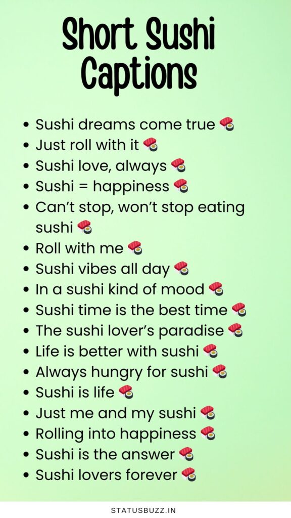 short sushi captions