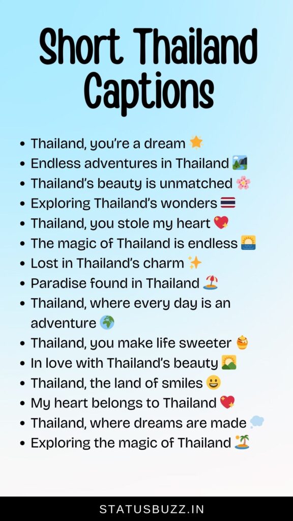 short thailand captions for instagram