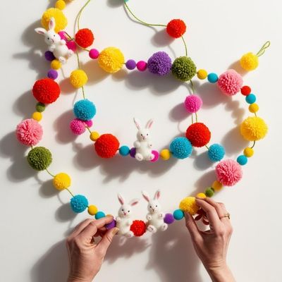 Easter Bunny Pom Pom Garland