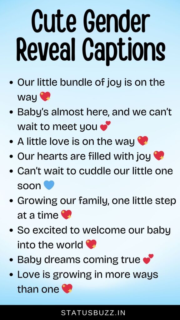 cute gender reveal captions