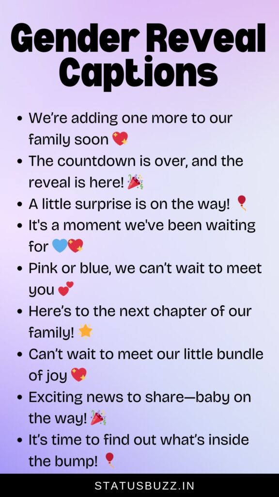 gender reveal captions