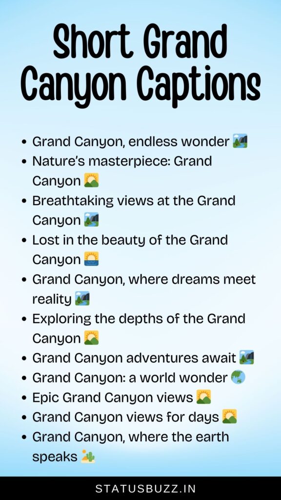 short grand canyon captions for instagram