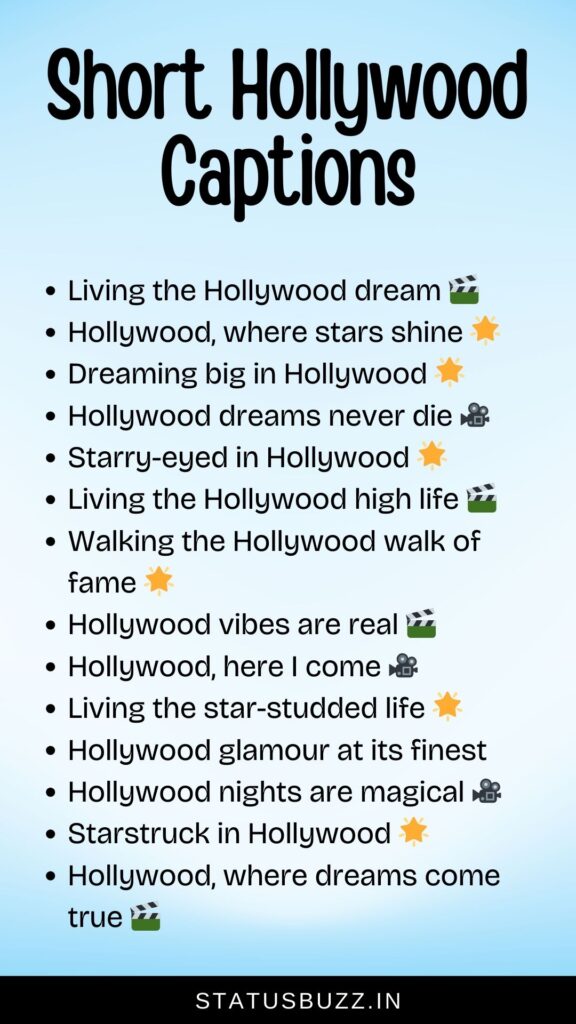 short hollywood captions for instagram