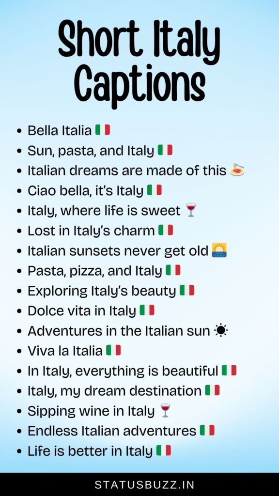 short italy captions for instagram