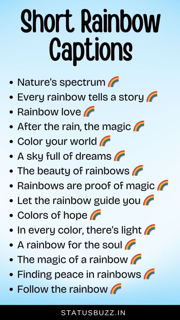 short rainbow captions
