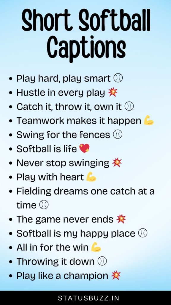short softball captions