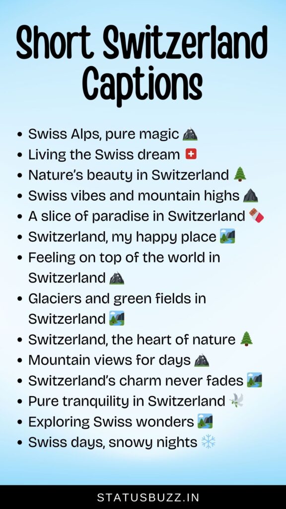 short switzerland captions for instagram
