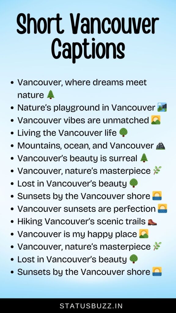 short vancouver captions for instagram