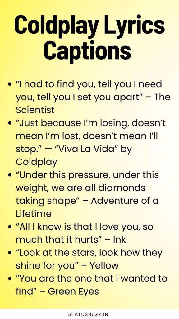 coldplay lyrics captions