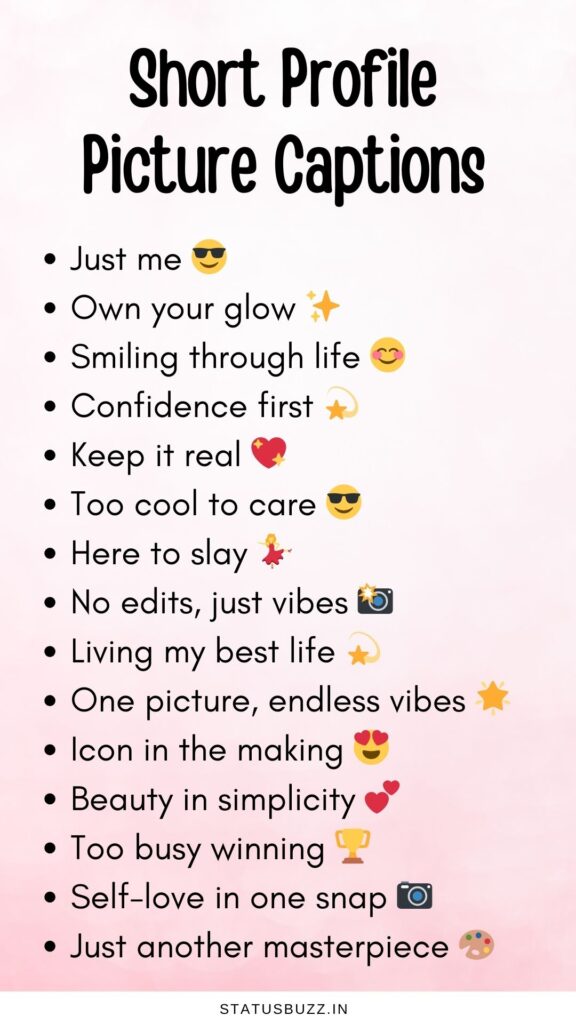 short profile picture captions