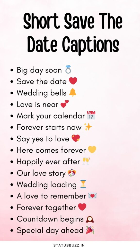short save the date captions