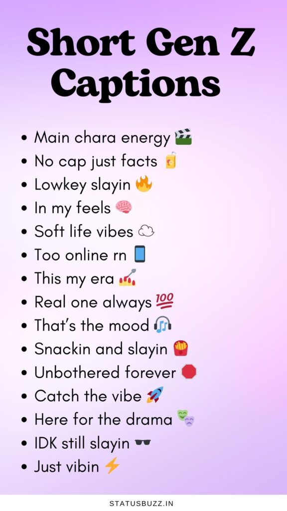 short gen z captions