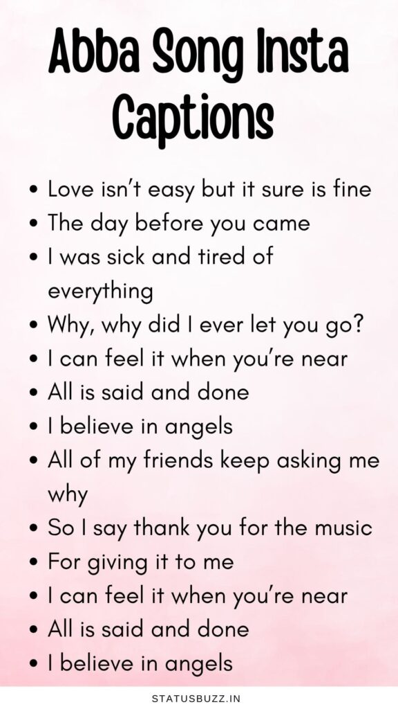 Abba Lyrics Captions
