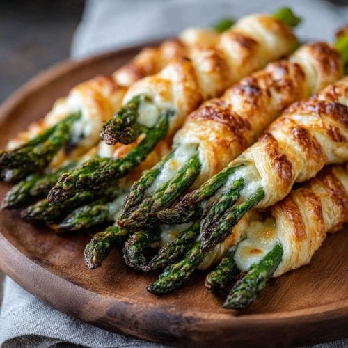 Cheesy Puff Pastry Wrapped Asparagus